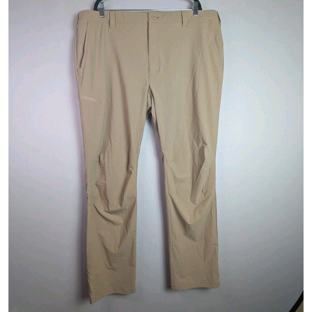 Orvis Jackson Quick Dry Pants Mens 44/32 Tan Nylon Blend Stretch Zip Pockets